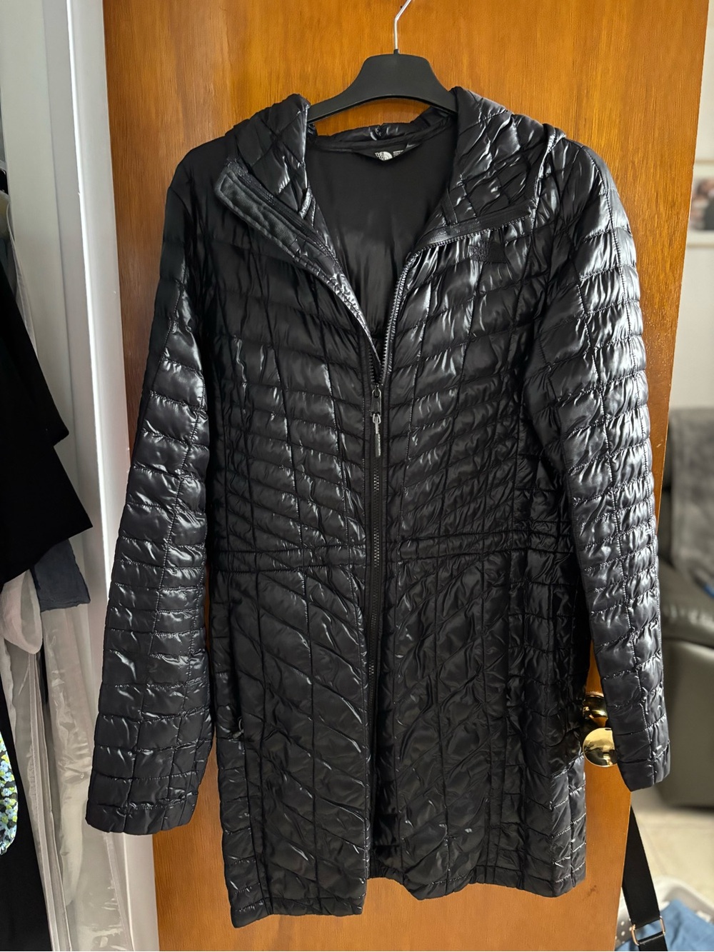 The North Face Black Quilted Long Puffer Jacket - Women Size Large
